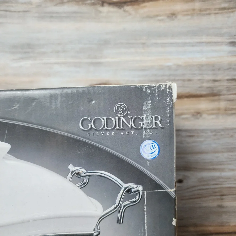 Godinger Silver Art Co 1 QT Covered Porcelain Baker with Warmer Stand 6322